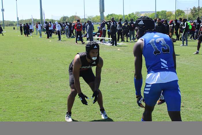 Nikai Martinez lined up against Ohio State commitment Kye Stokes